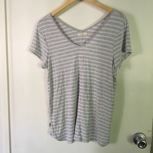 Cupio grey and white striped v-neck top size L